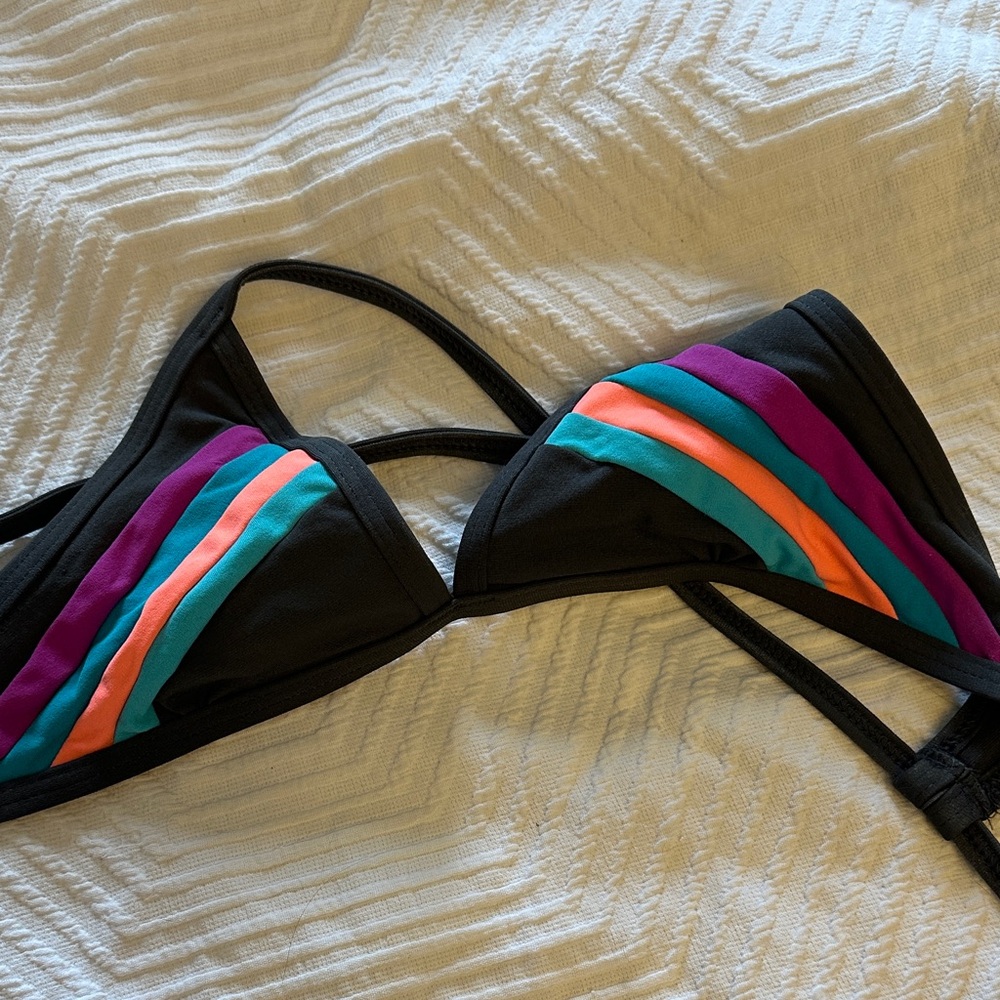 Colorful Striped Bikini Top